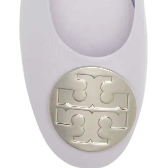 Tory Burch Claire Ballet Flats Leather Logo Spring Lavender Lilac 9 - Picture 13 of 16